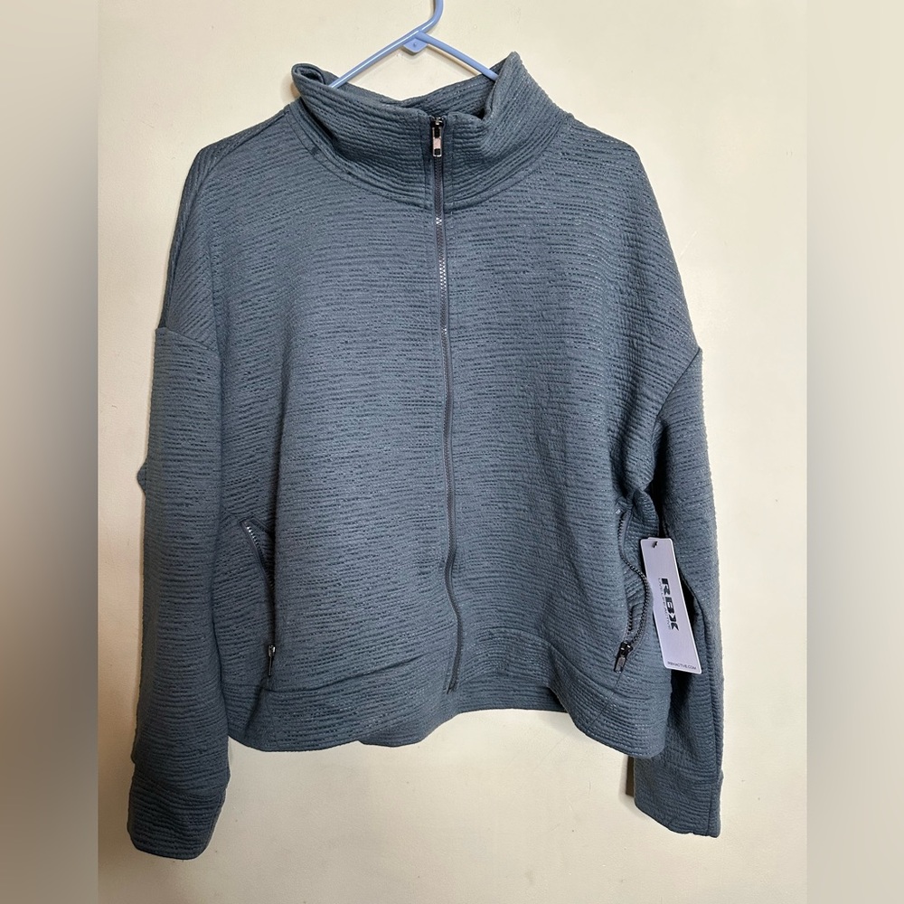 RBX Active Jacket Women’s XLarge Blue Gray NWT Running Zip Up Pockets Athletic